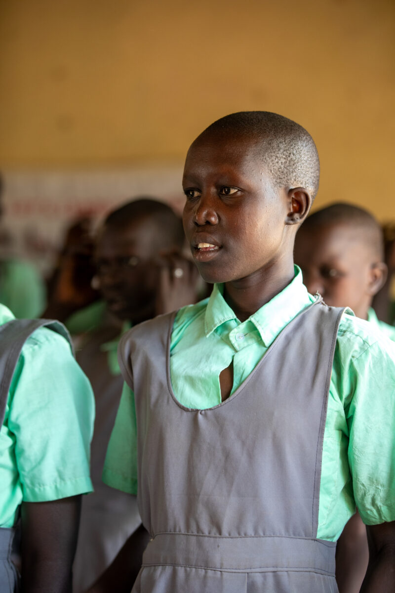 Happy to Be In School — Youn girls in South Sudan Africa are going back to school — Adult, Beard, Child, Eyes Closed, Frontal Face