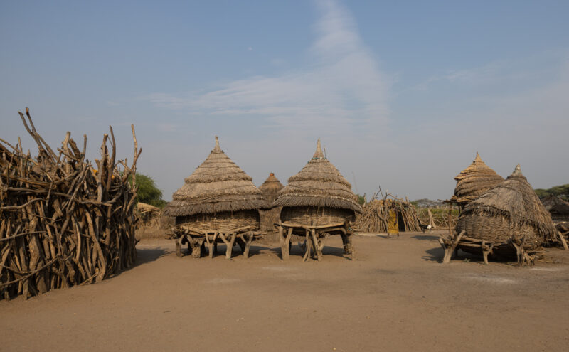 Food Storage — Storage units made of sticks and reeds keep food safe through the dry season in South Sudan, Africa — Architecture, Building, South Sudan, Afr...