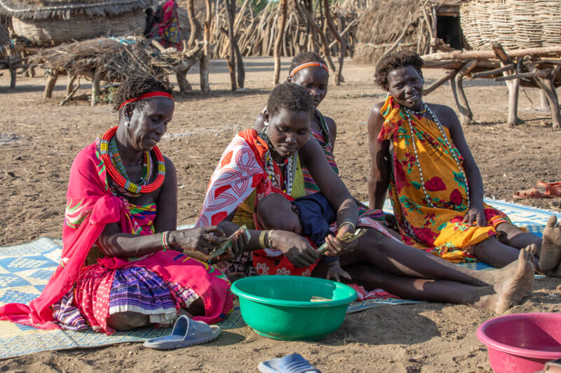 Women in South Sudan — Women of a rural village in South Sudan meet for the weekly meeting of a Savings and Loans group. — Adult, Child, Eyes Closed, Eyes Op...