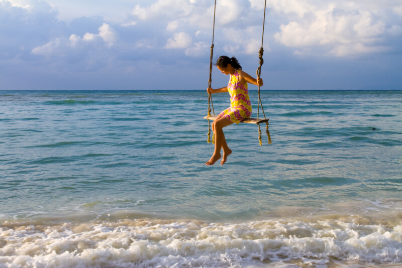 Swinging at the Beach — Beach, Nature, Ocean, Person, Sand