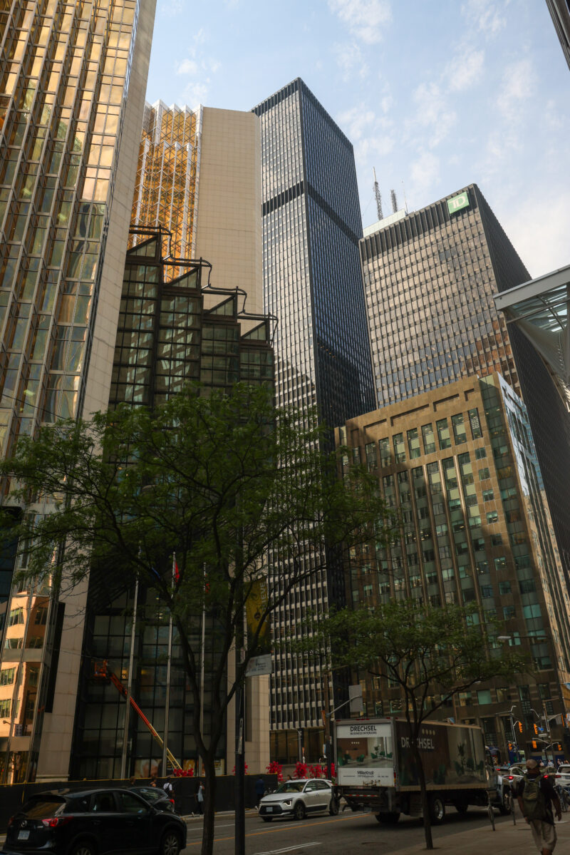 Toronto City Streets — The prominant buildings of commerece and business in Downtown Toronto, Ontario — Architecture, Building, Car, City, Skyscraper