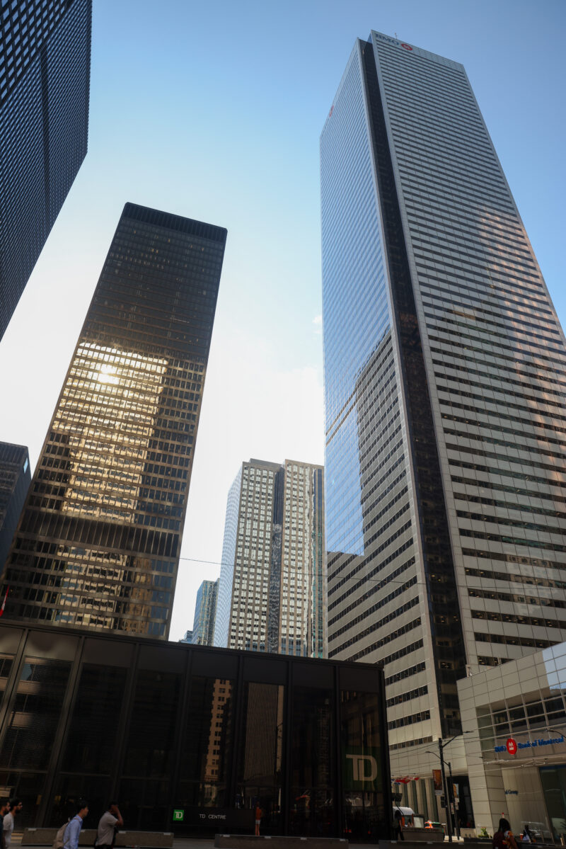 Toronto City Streets — The prominant buildings of commerece and business in Downtown Toronto, Ontario — Architecture, Building, City, Skyscraper, Toronto