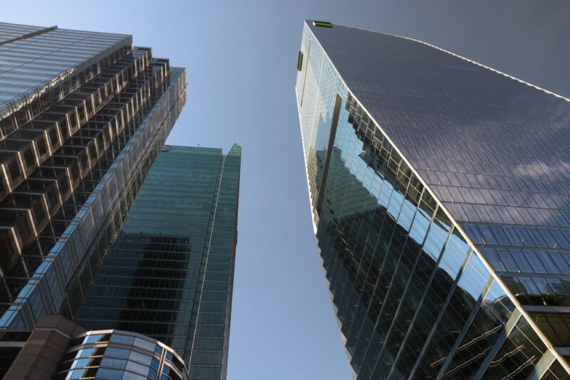 Toronto City Streets — The prominant buildings of commerece and business in Downtown Toronto, Ontario — Architecture, Building, City, Skyscraper, Toronto