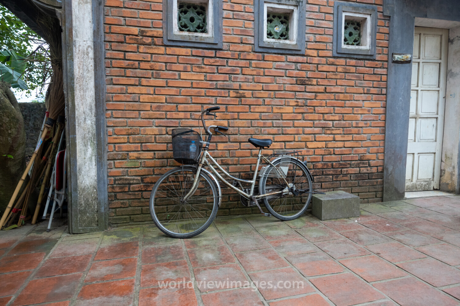 Old Bicycle on Old Brick Wall