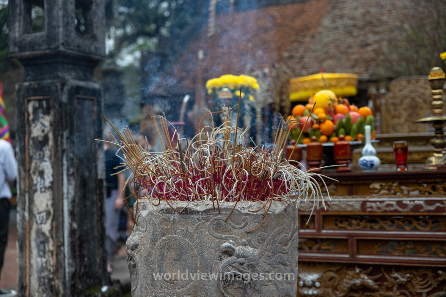 Burning Incense at a Buddhist Pagoda