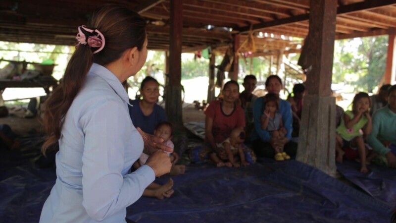 Health Education in Cambodia — Stock Video Footage of Cambodia: Health Educator from ADRA speaks to mothers about how to safeguard the health of their childr...