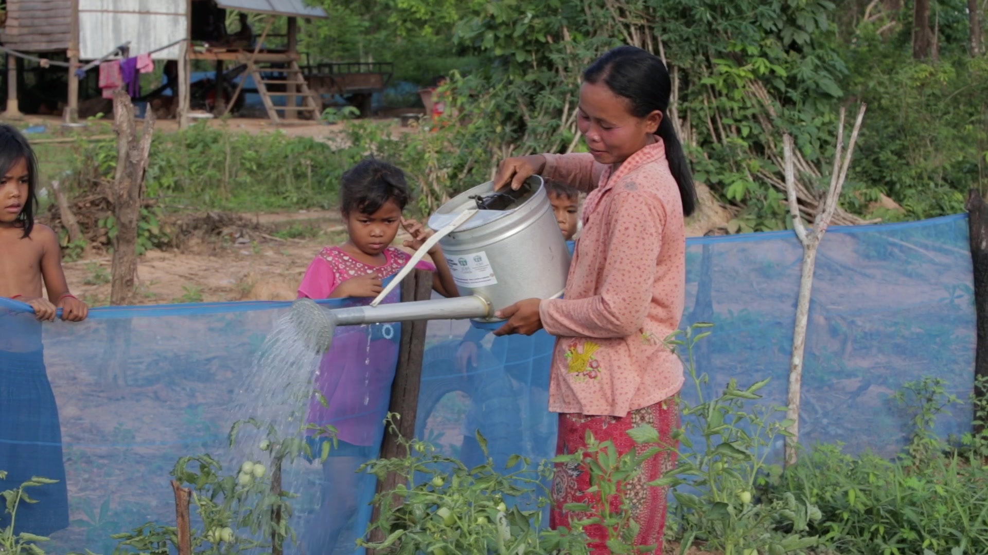 Watering Garden in Cambodia