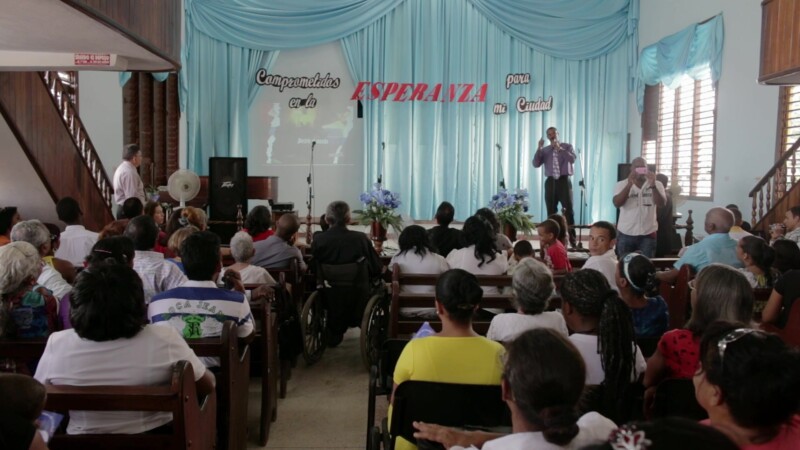 Song Service at a Church in Cuba — Stock Video Footage of Christianity in Cuba: Song service at an Adventist Christian Church service in Santiago de Cuba. — ...