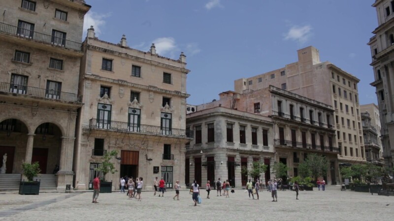 Pan of Plaza in Old Havana