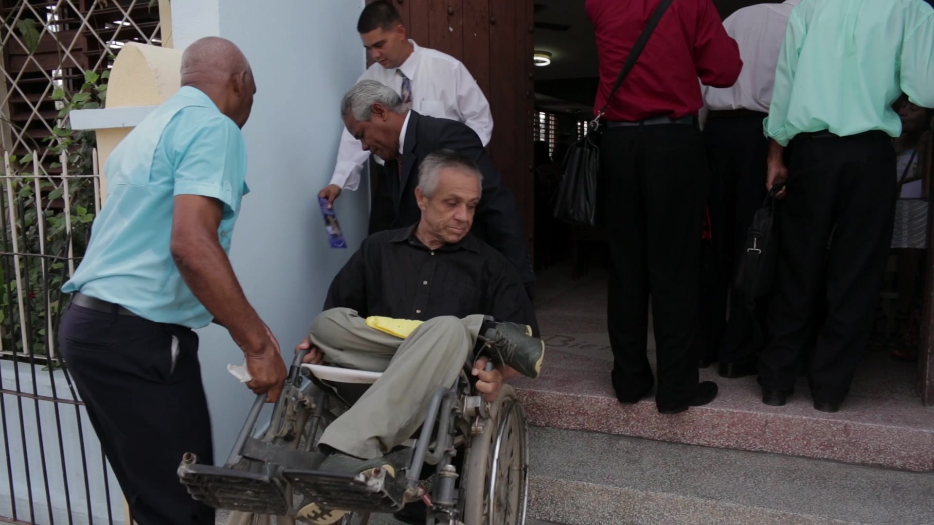 Disabled Man Goes to Church in Cuba