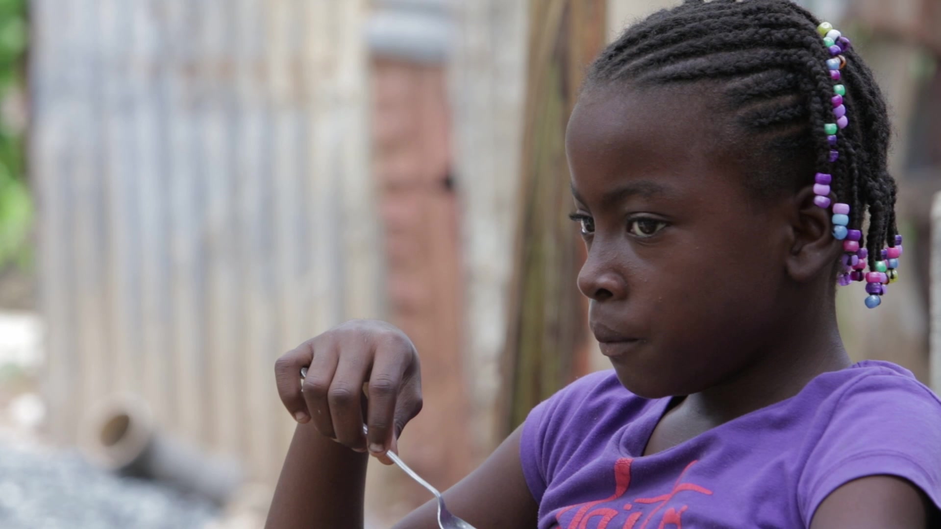 Girl Eats Food in the Dominican Republic