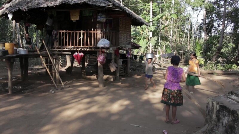 Girls Sweep the Yard