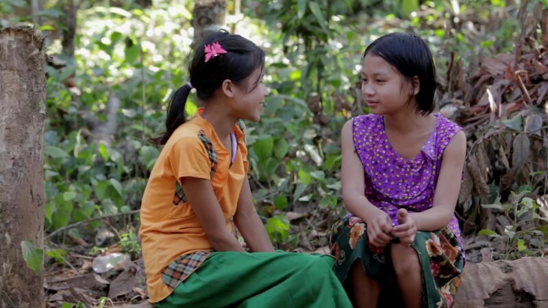 Girlfriends Talk Together  in Rural Myanmar