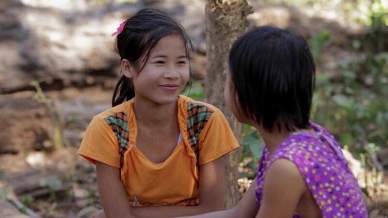 Girlfriends Talk Together  in Rural Myanmar