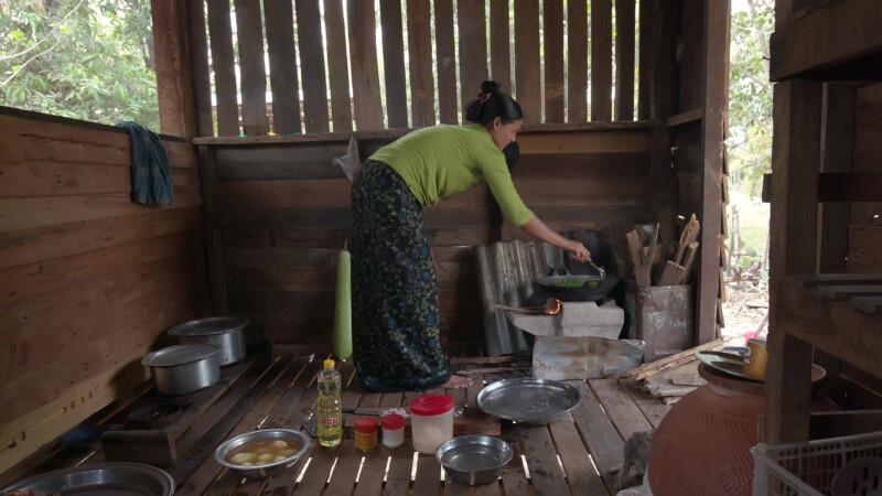 Woman Prepares a Meal for Her Family