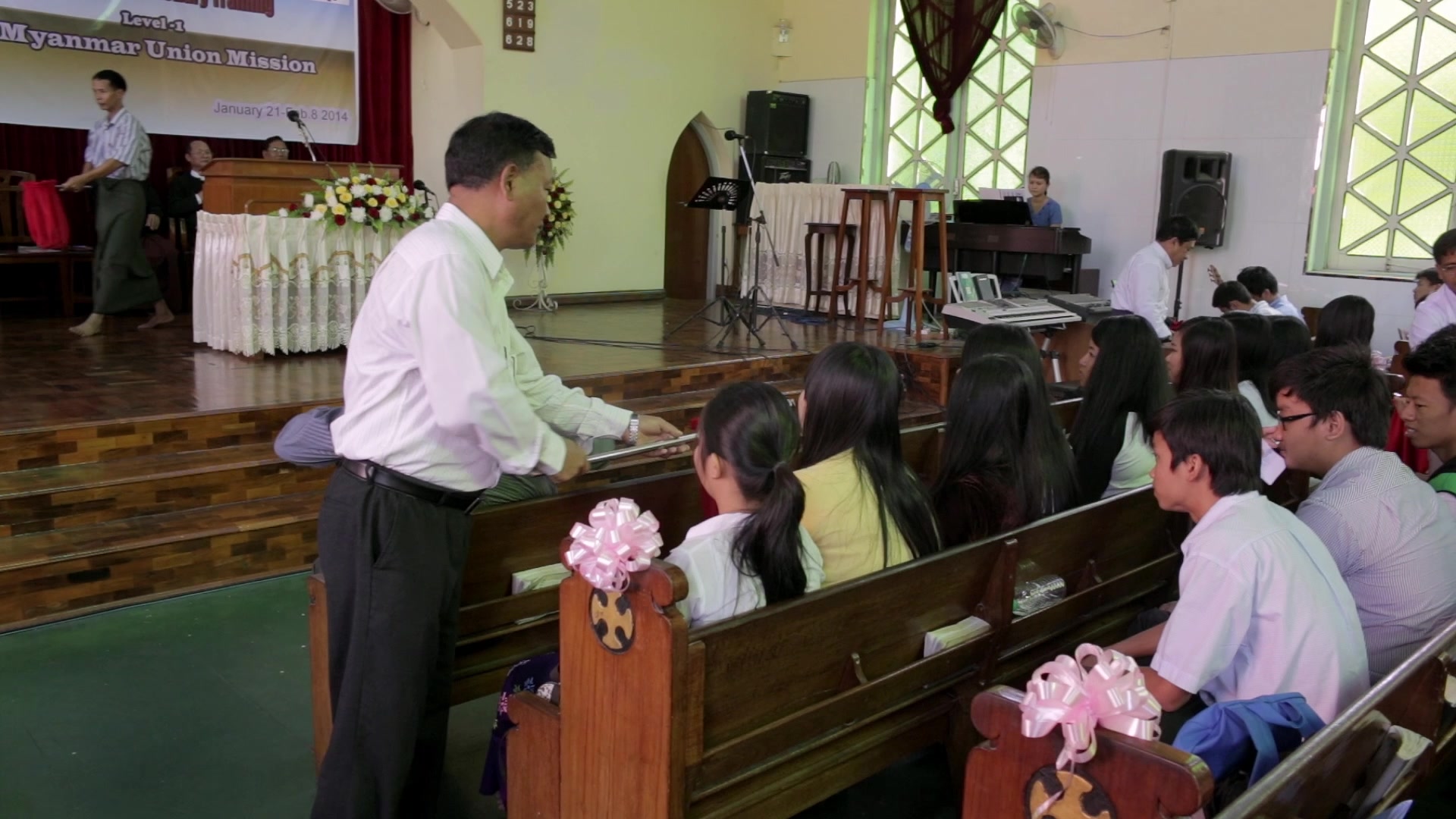 Collecting the Offering at a Christian Church in Burma