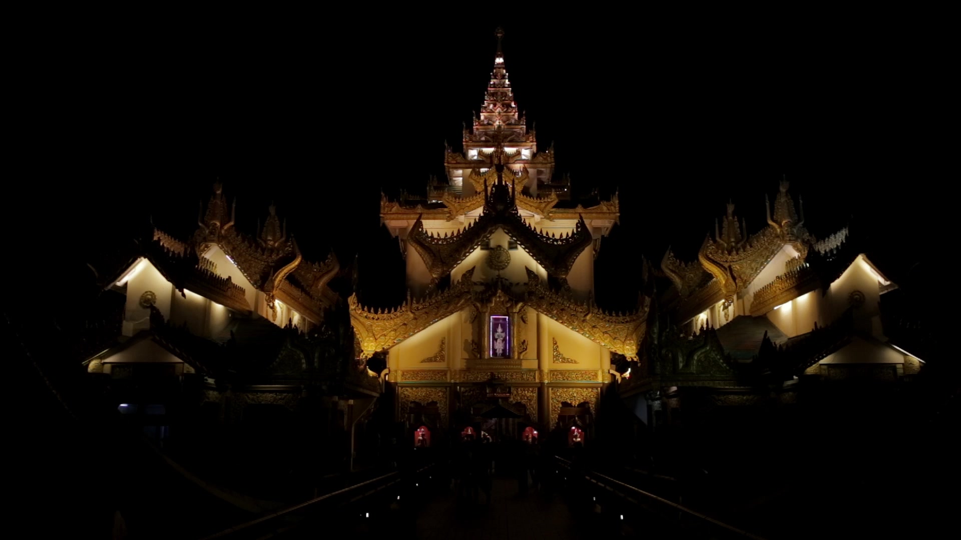 Karaweik Palace at Night in Yangon, Burma