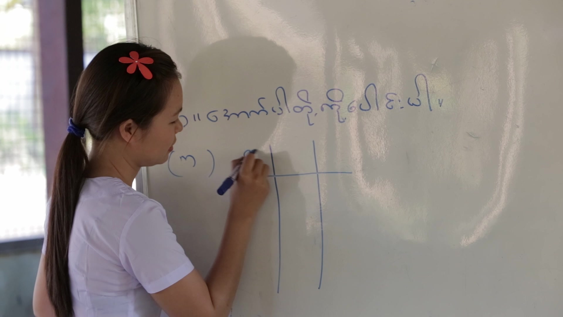 Teacher at a White Board in Myanmar