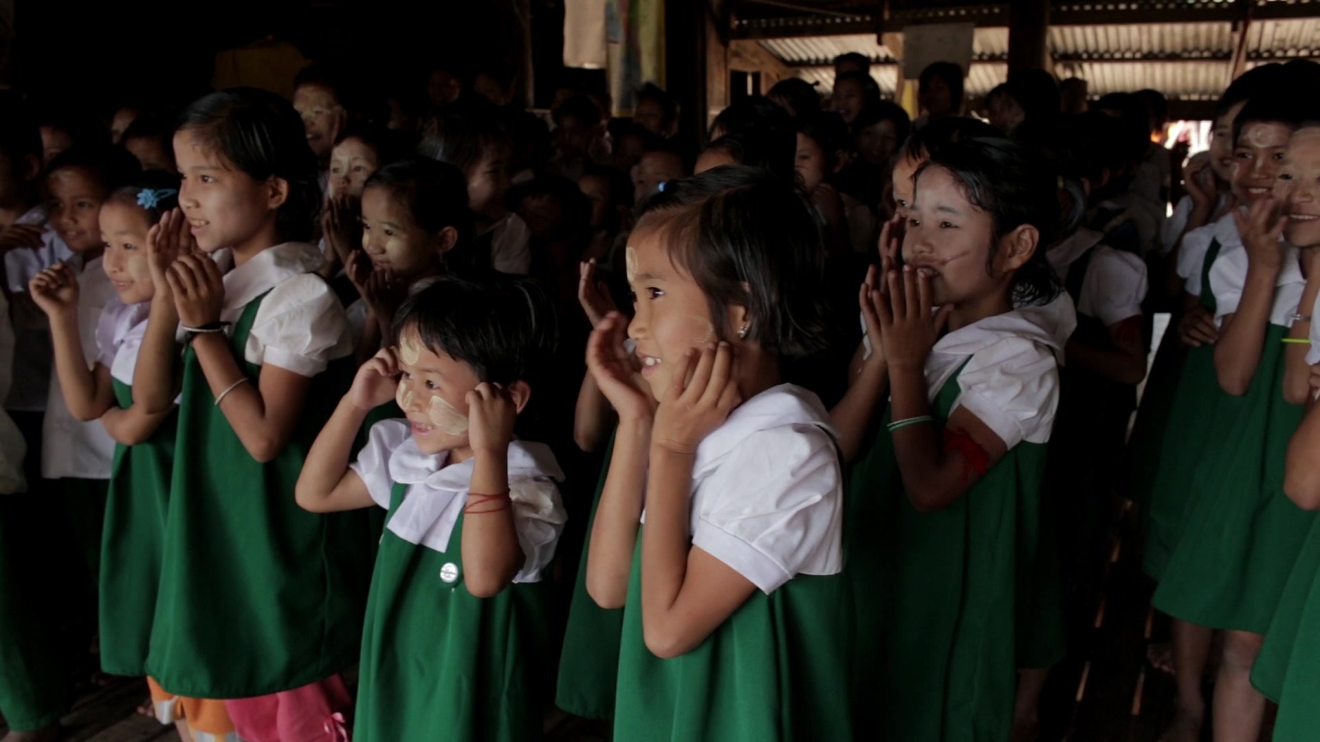 Young Students in Myanmar Sing in Class