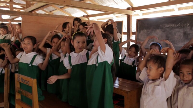 Students in Myanmar Sing in Class — Students of the Karen Ethnic group sing at their temporary school in the Kiyan State. — Burma, Child, Children, Karen, Ka...