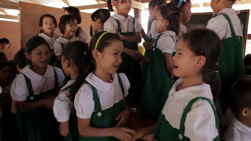 Students in Myanmar Sing in Class — Students of the Karen Ethnic group sing at their temporary school in the Kiyan State. — Burma, Child, Children, Karen, Ka...