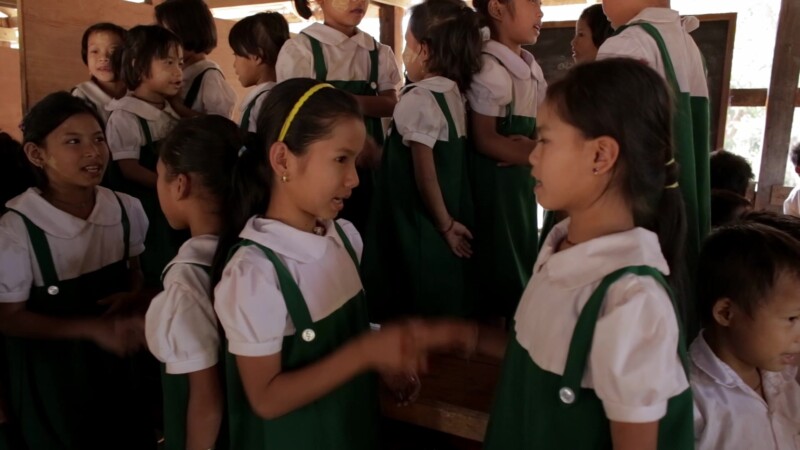 Students in Myanmar Sing in Class — Students of the Karen Ethnic group sing at their temporary school in the Kiyan State. — Burma, Child, Children, Karen, Ka...