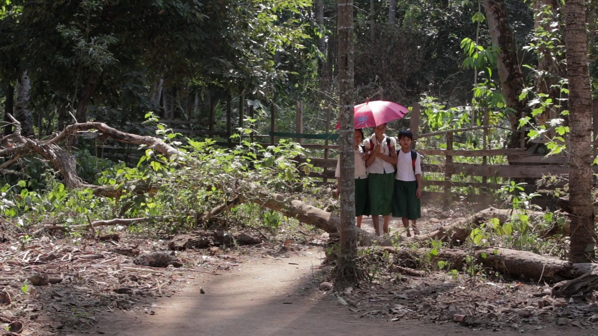 Girls in Myanmar Walk Home From School