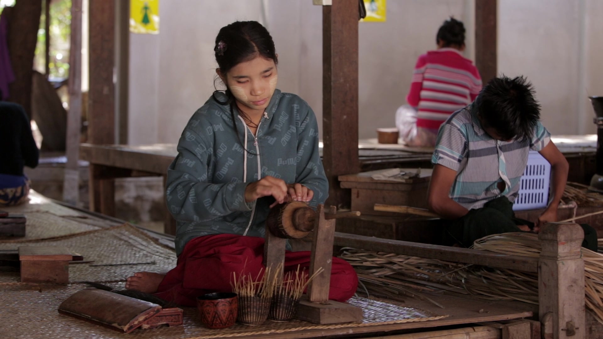 Burmese Woman  Makes Lacquerware