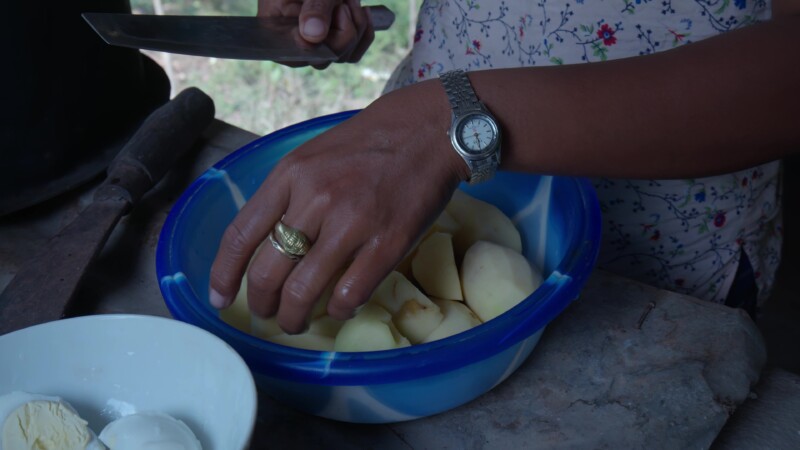 Cutting Potatoes in Myanmar