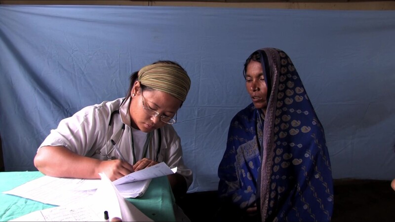Medical Exam — People displaced by flooding see the doctor at the IDP campKeywords: Nepal, IDP, Internally Displaced