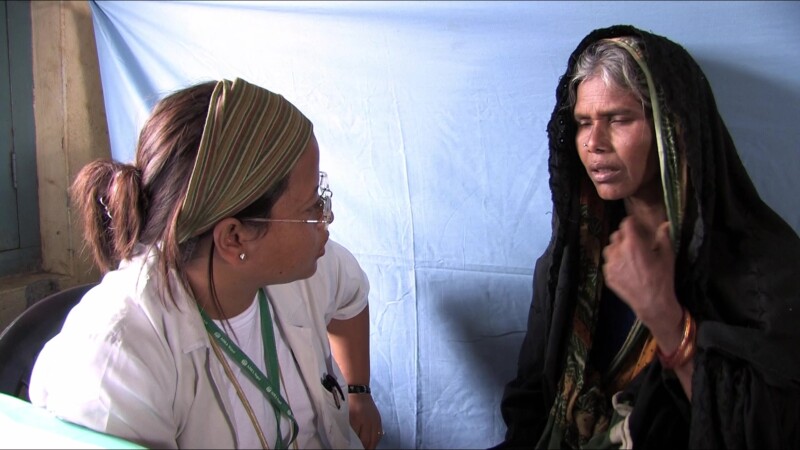 Medical Exam — People displaced by flooding see the doctor at the IDP campKeywords: Nepal, IDP, Internally Displaced