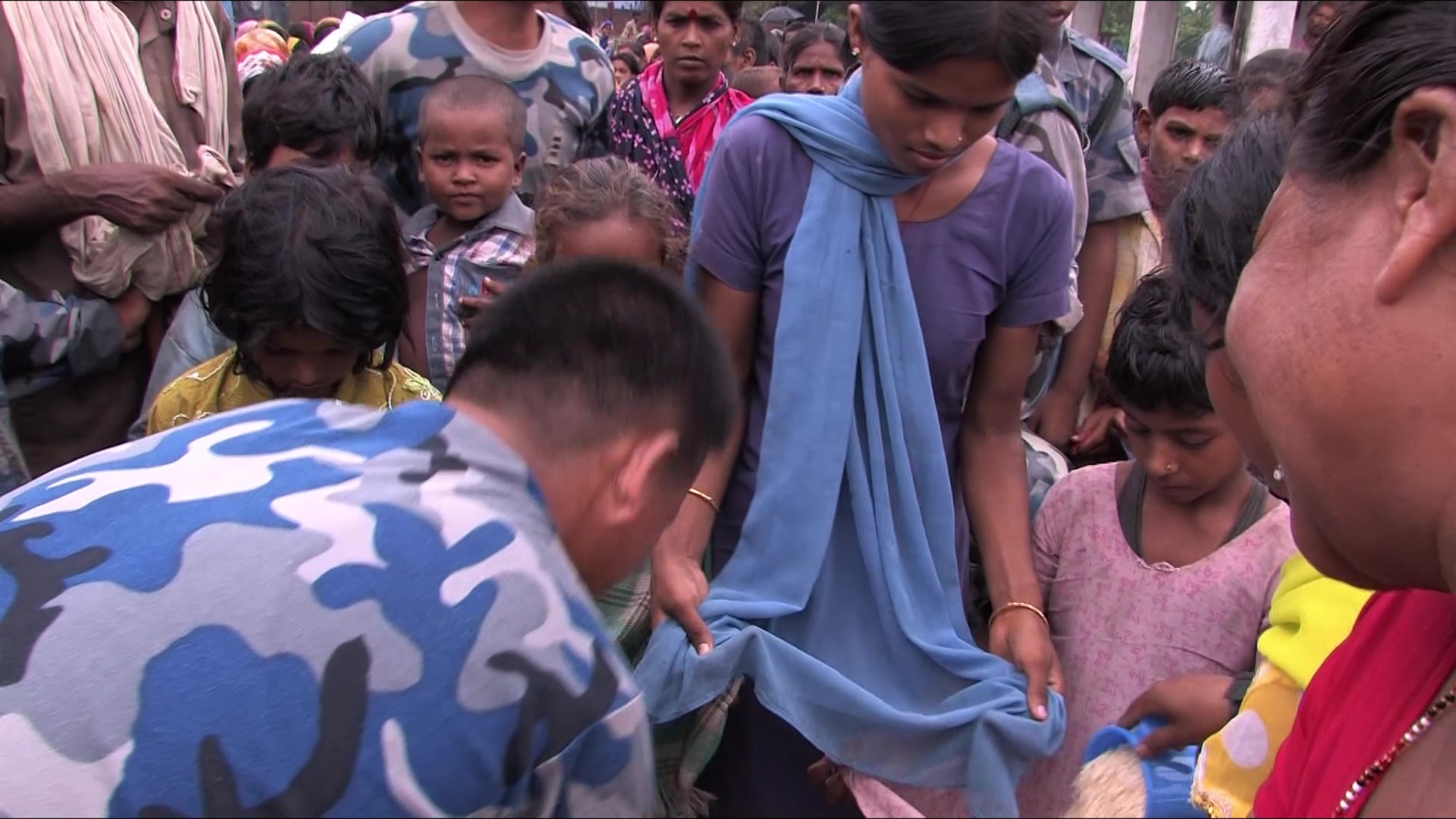 People Get Emergency Food after a Flood