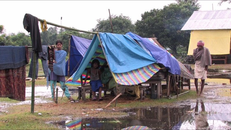 Emergency Shelters at an IDP Camp — Victims of floods take temporary shelter at an IDP camp in NepalKeywords: Nepal, IDP, Internally Displaced
