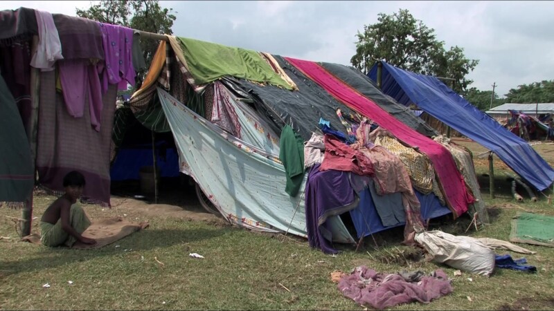 Emergency Shelters at an IDP Camp — Victims of floods take temporary shelter at an IDP camp in NepalKeywords: Nepal, IDP, Internally Displaced