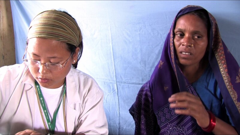 Medical Exam — People displaced by flooding see the doctor at the IDP campKeywords: Nepal, IDP, Internally Displaced