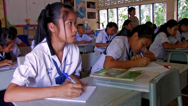 Girl in School in Thailand — Thailand, girl, education, classroom, desks