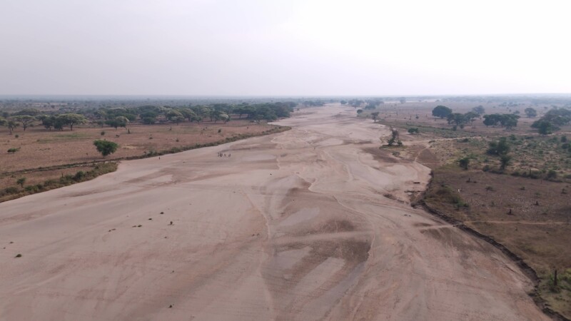 SouthSudanDrone3169 V1 0016 — Seasonal River in the Dry SeasonKeywords: Kapoeta, Eastern Equatorial Guinea State, South Sudan, Africa, Rural, Remote, Pastora...