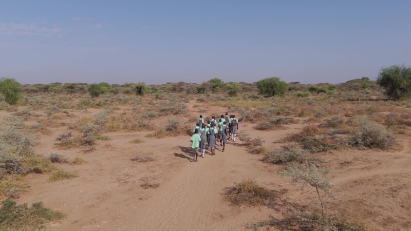 Walking to School — Children in rural Africa walk to their schoolKeywords: Kapoeta, Eastern Equatorial Guinea State, South Sudan, Africa, Rural, Remote, Past...