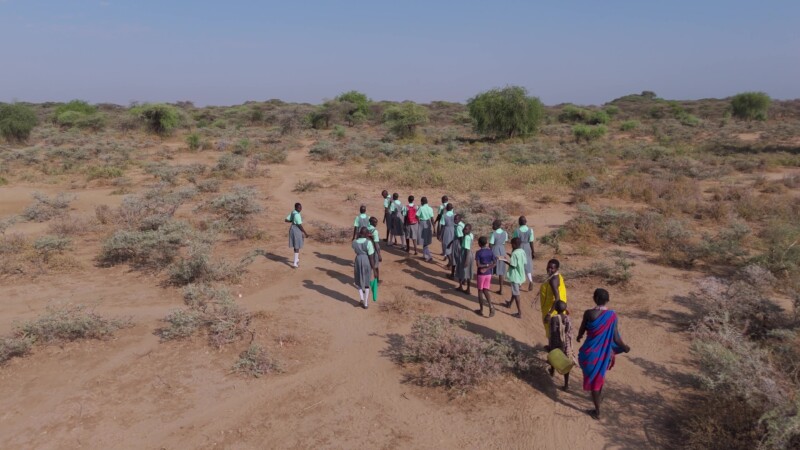 Walking to School — Children in rural Africa walk to their schoolKeywords: Kapoeta, Eastern Equatorial Guinea State, South Sudan, Africa, Rural, Remote, Past...