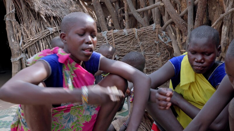 Children Eat — Children in South Sudan, Africa eat a simple meal of sorghum. — Africa, South Sudan, Rural, Remote, Pastoralists