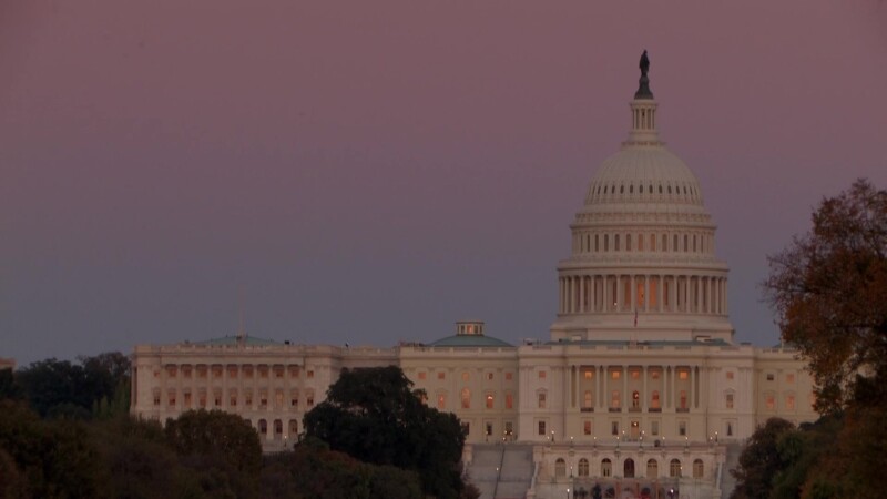 United States Capitol Building — US Capitol in the evening lightKeywords: Stock Footage, USA, United States, Washington, DC, Capitol, US Capitol