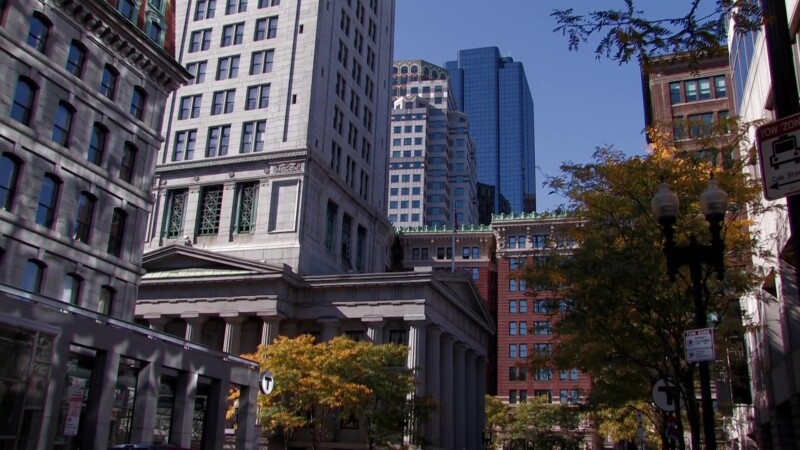 Boston Downtown — Buildings of business and commerece in Downtown BostonKeywords: Stock Footage, USA, United States, New England, Boston, MA, Massachusetts