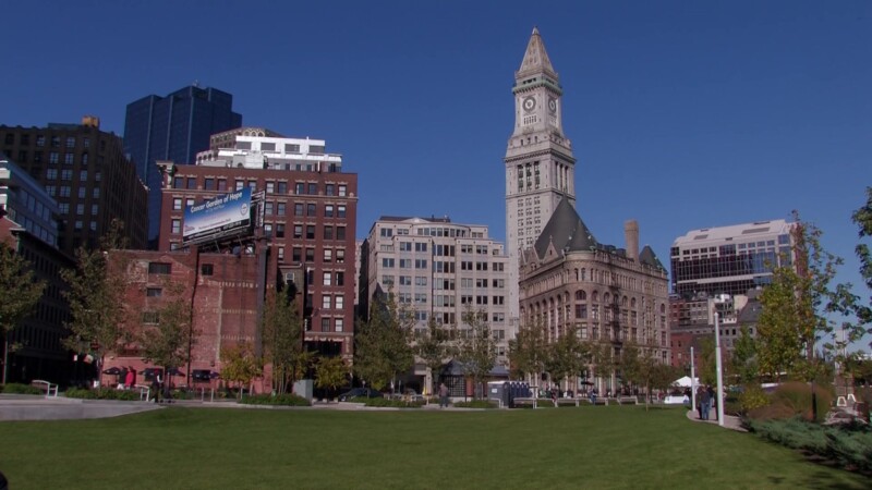 Boston Downtown — Buildings of business and commerece in Downtown BostonKeywords: Stock Footage, USA, United States, New England, Boston, MA, Massachusetts