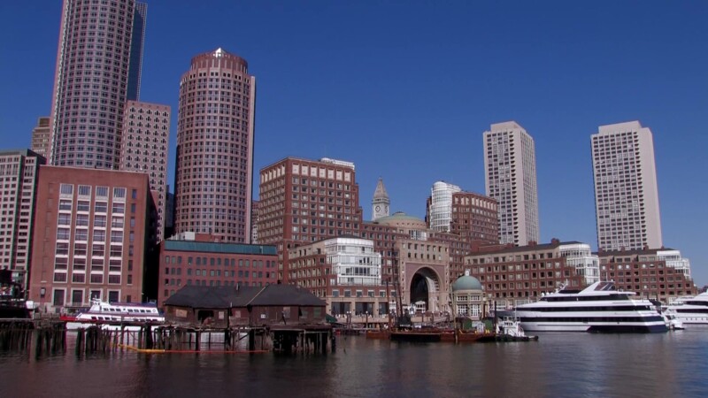 Boston Downtown — Buildings of business and commerece in Downtown Boston, Boston SkylineKeywords: Stock Footage, USA, United States, New England