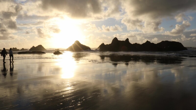 Sunset on an Oregon Beach — Walking on the beach at sunset. — United States, Scenic, Oregon, Coast, beach
