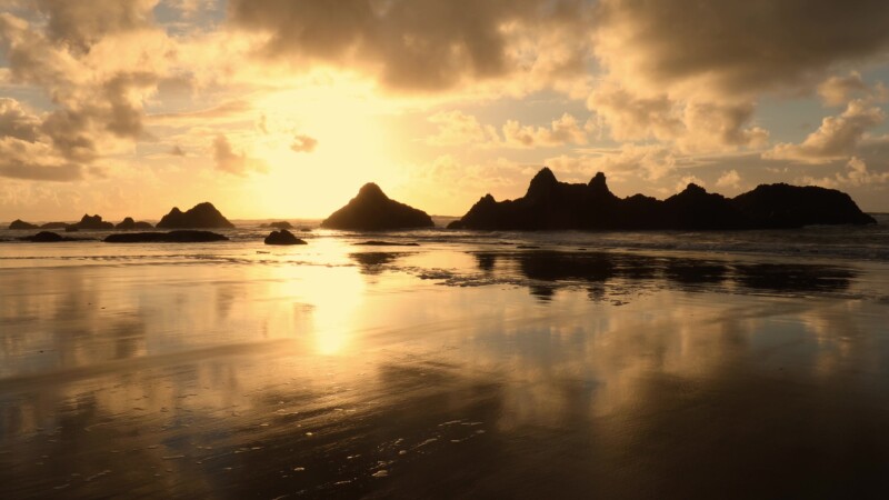 Sunset on an Oregon Beach — United States, Scenic, Oregon, Coast, beach