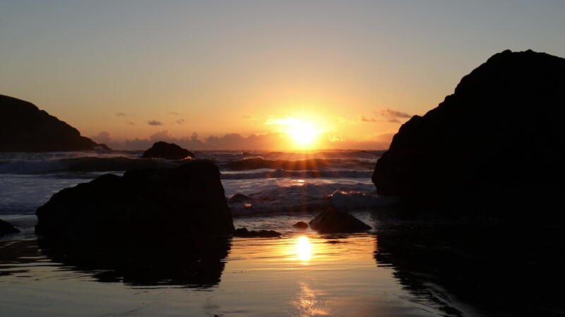 Sunset on an Oregon Beach — United States, Scenic, Oregon, Coast, beach