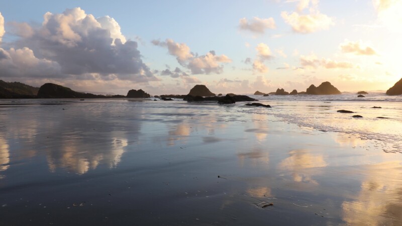 Reflections of Clouds — United States, Scenic, Oregon, Coast, beach