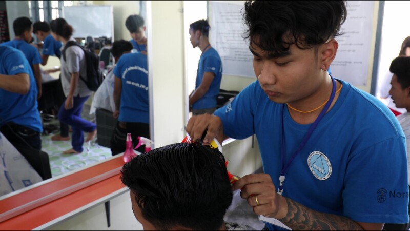 Barber Training — Young men in Myanmar learn how to cut hair to become barbers in their home village. — Myanmar, Burma, Burmese, Karen, men