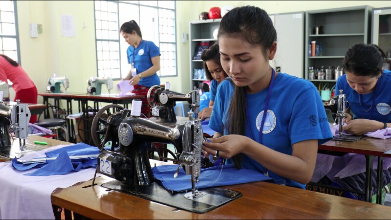 Learning Tailoring — Young women in Myanmar learn the craft of tailoring at a trade school built and run by ADRA. — Myanmar, Burma, Burmese, Karen, livelihoods